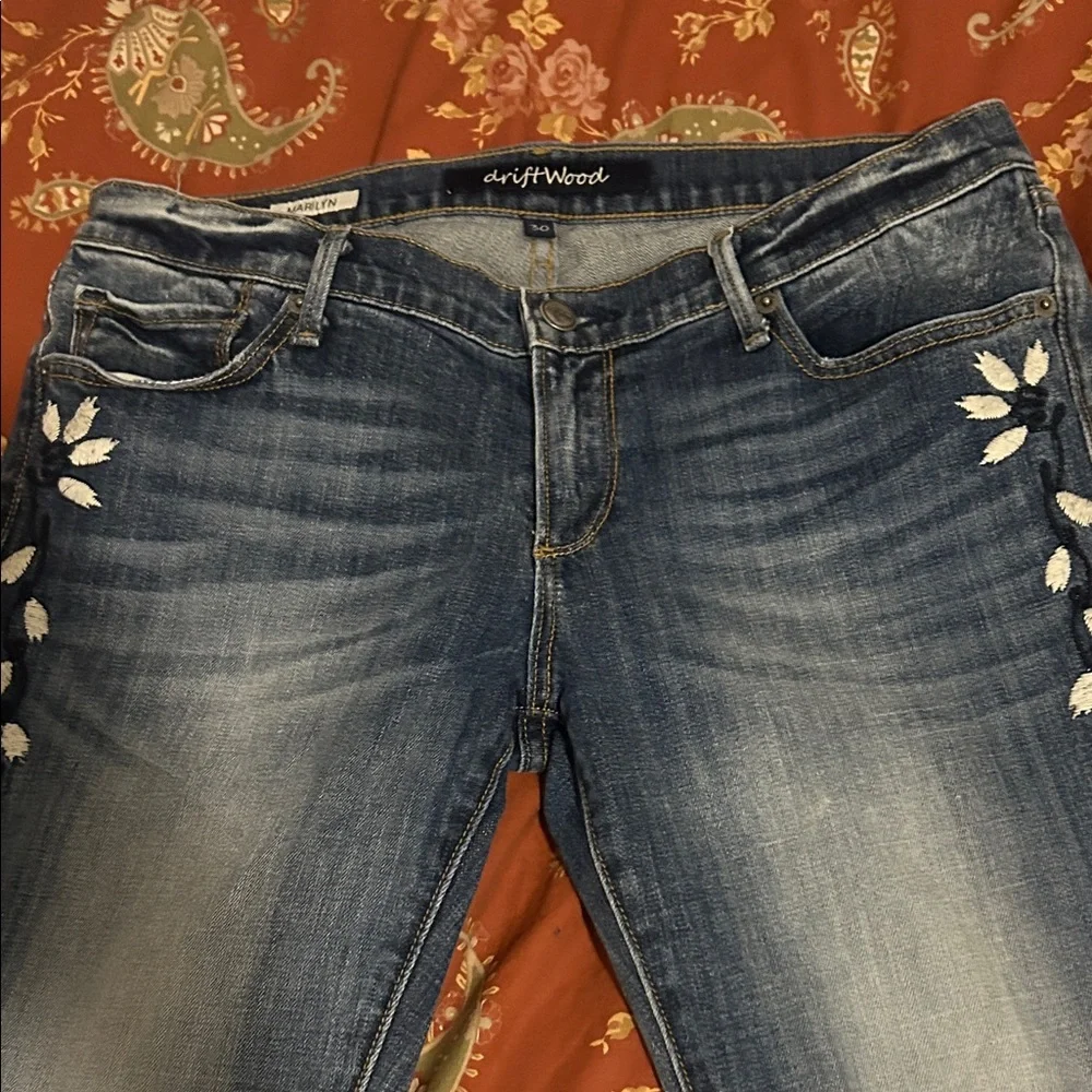 DRIFTWOOD Blue Straight-Leg Jeans with Side Button Accents